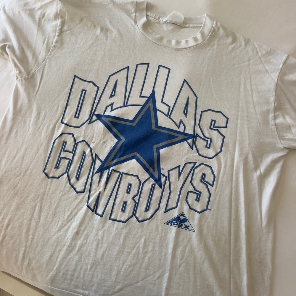 Vintage Dallas Cowboys Apex One Graphic T-Shirt White‎ Mens Large 90s NFL